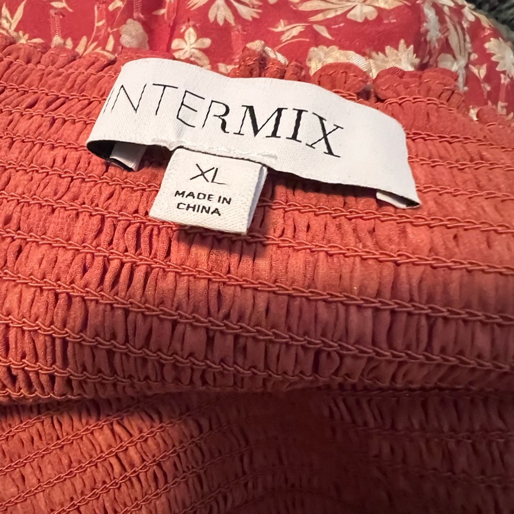 INTERMIX Terracotta Smocked Blouse